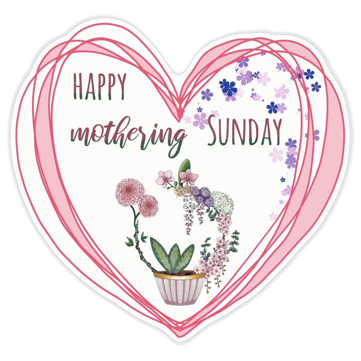 'Happy Mothering Sunday' White Premium Vinyl Decal Sticker – Waterproof, Durable & Easy to Apply - For Car Bumpers, Windows, Bins & More - XL (460mm) (DW00109435)