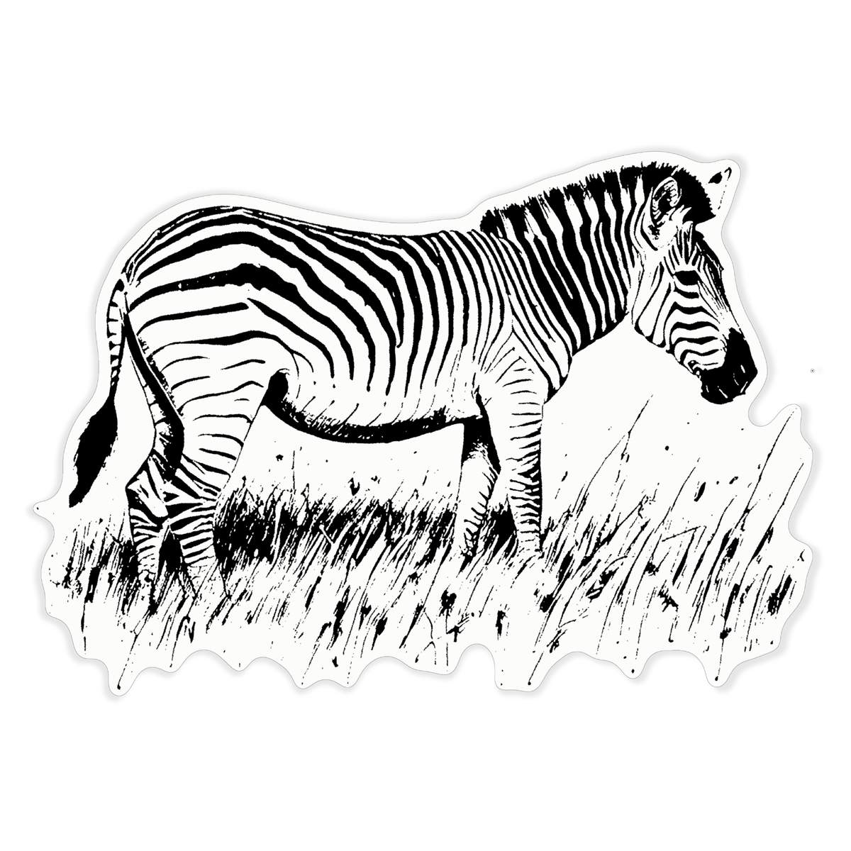'Zebra Grazing on Grass' White Premium Vinyl Decal Sticker – Waterproof, Durable & Easy to Apply - For Car Bumpers, Windows, Bins & More - XL (460mm) (DW00111603)