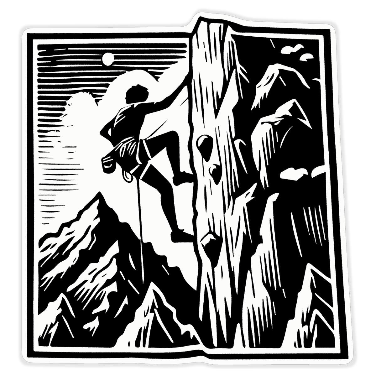 'Mountain Rock Climbing' White Premium Vinyl Decal Sticker – Waterproof, Durable & Easy to Apply - For Car Bumpers, Windows, Bins & More - XL (460mm) (DW00116667)