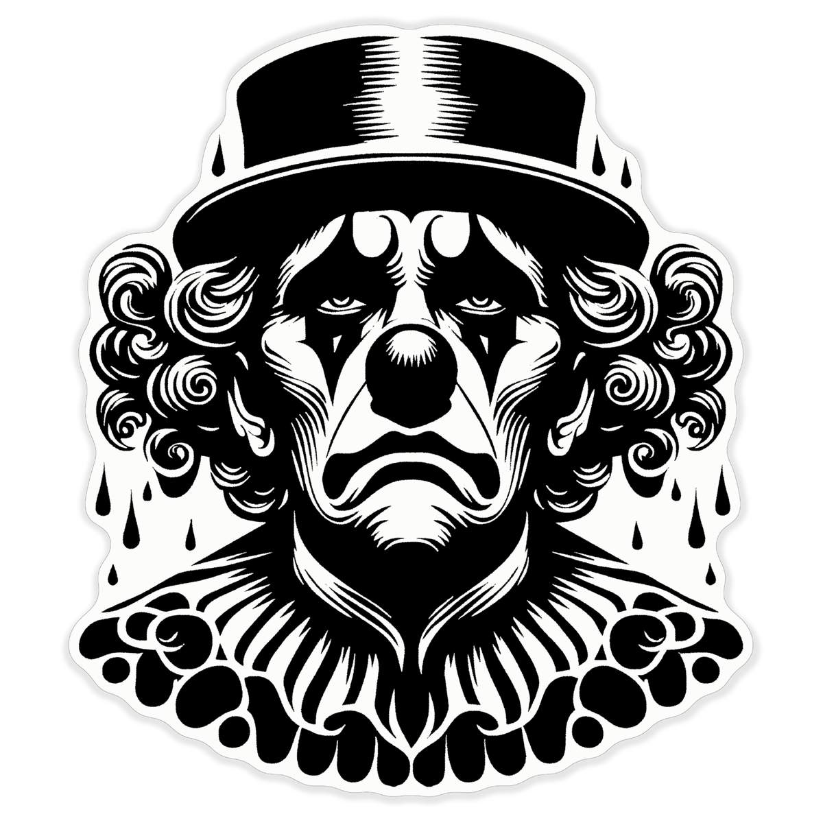 'Circus Clown In The Rain' White Premium Vinyl Decal Sticker – Waterproof, Durable & Easy to Apply - For Car Bumpers, Windows, Bins & More - XL (460mm) (DW00116859)