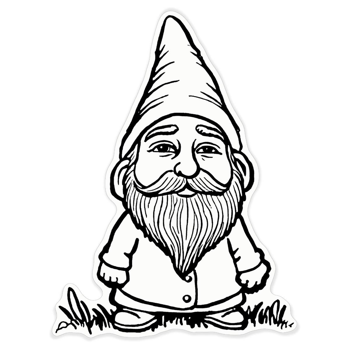 'Standing Garden Gnome' White Premium Vinyl Decal Sticker – Waterproof, Durable & Easy to Apply - For Car Bumpers, Windows, Bins & More - XL (460mm) (DW00118883)