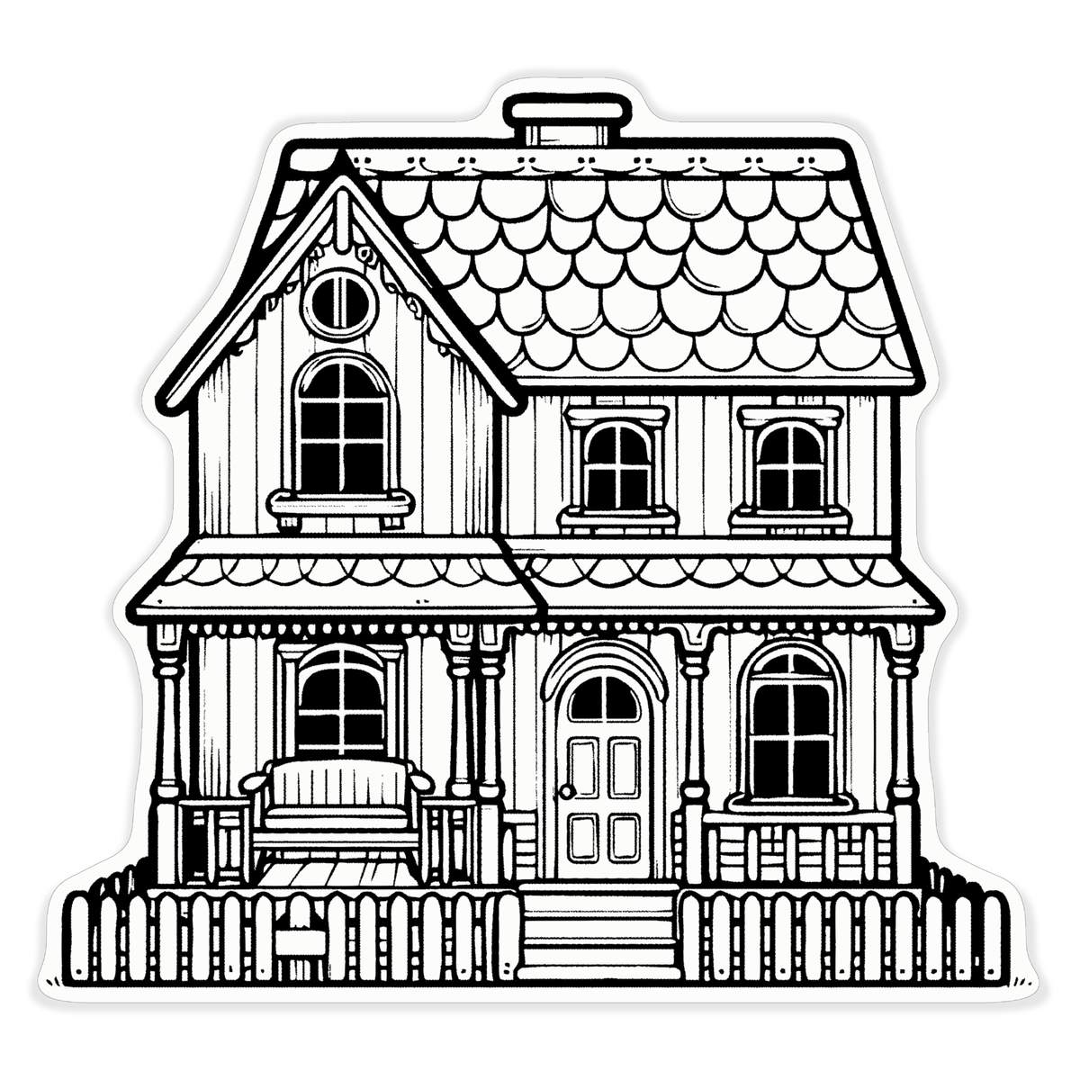 'Cute Dolls House' White Premium Vinyl Decal Sticker – Waterproof, Durable & Easy to Apply - For Car Bumpers, Windows, Bins & More - XL (460mm) (DW00124475)