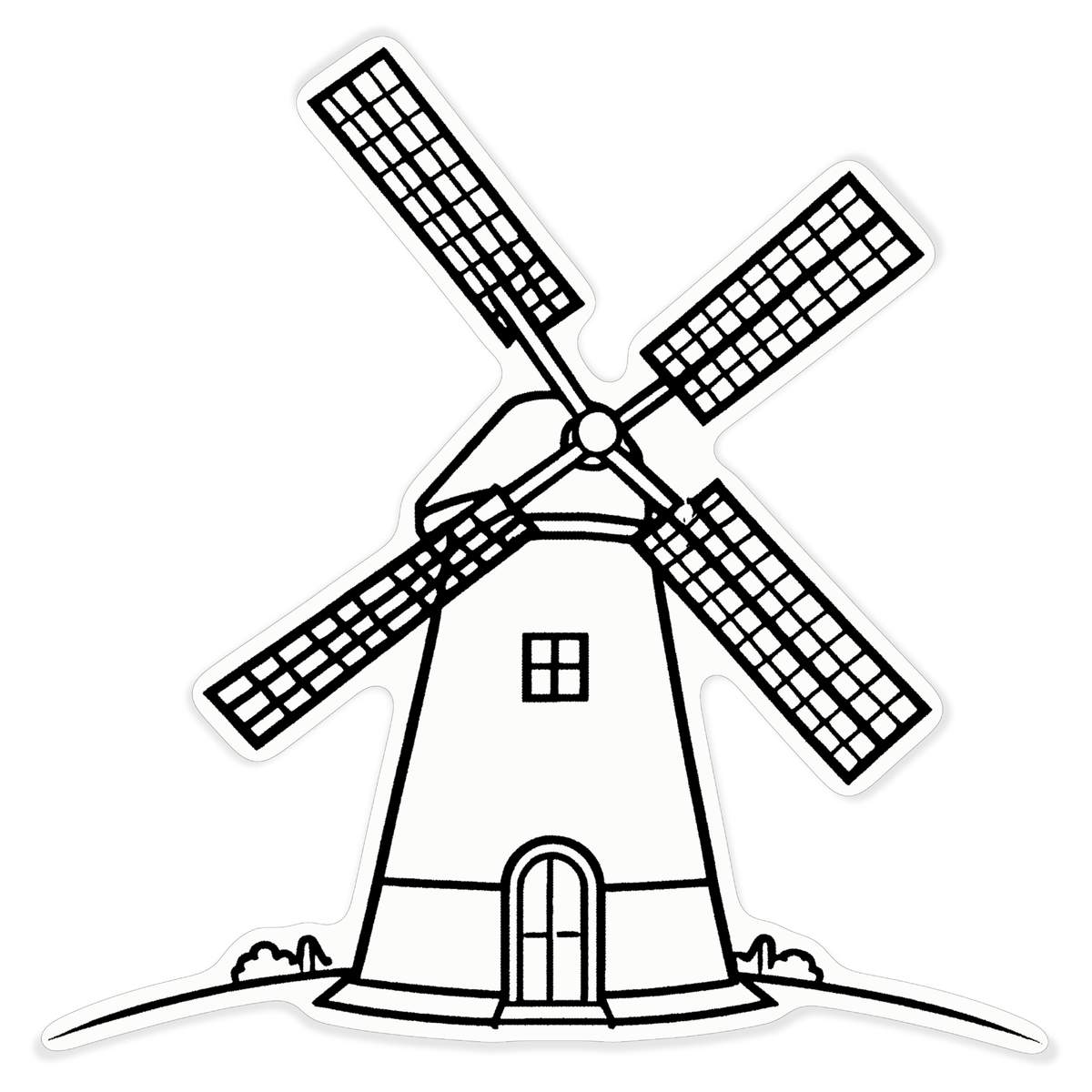 'Traditional Windmill' White Premium Vinyl Decal Sticker – Waterproof, Durable & Easy to Apply - For Car Bumpers, Windows, Bins & More - XL (460mm) (DW00125859)