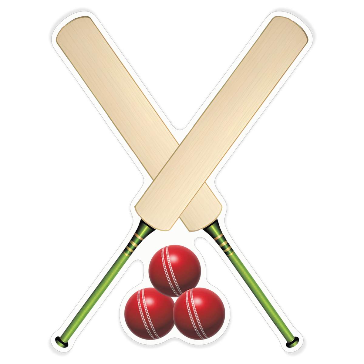 'Cricket Bats and Balls' White Premium Vinyl Decal Sticker – Waterproof, Durable & Easy to Apply - For Car Bumpers, Windows, Bins & More - XL (460mm) (DW00127831)