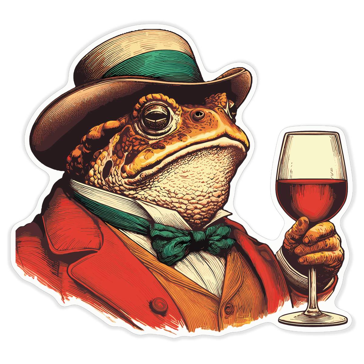 'Wine Expert Toad' White Premium Vinyl Decal Sticker – Waterproof, Durable & Easy to Apply - For Car Bumpers, Windows, Bins & More - XL (460mm) (DW00128035)