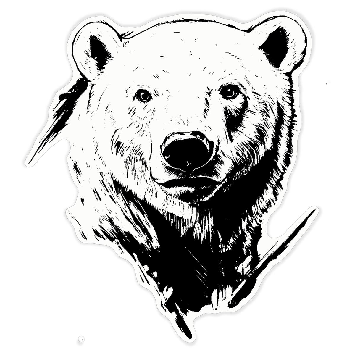 'Polar Bear Portrait' White Premium Vinyl Decal Sticker – Waterproof, Durable & Easy to Apply - For Car Bumpers, Windows, Bins & More - XL (460mm) (DW00131683)