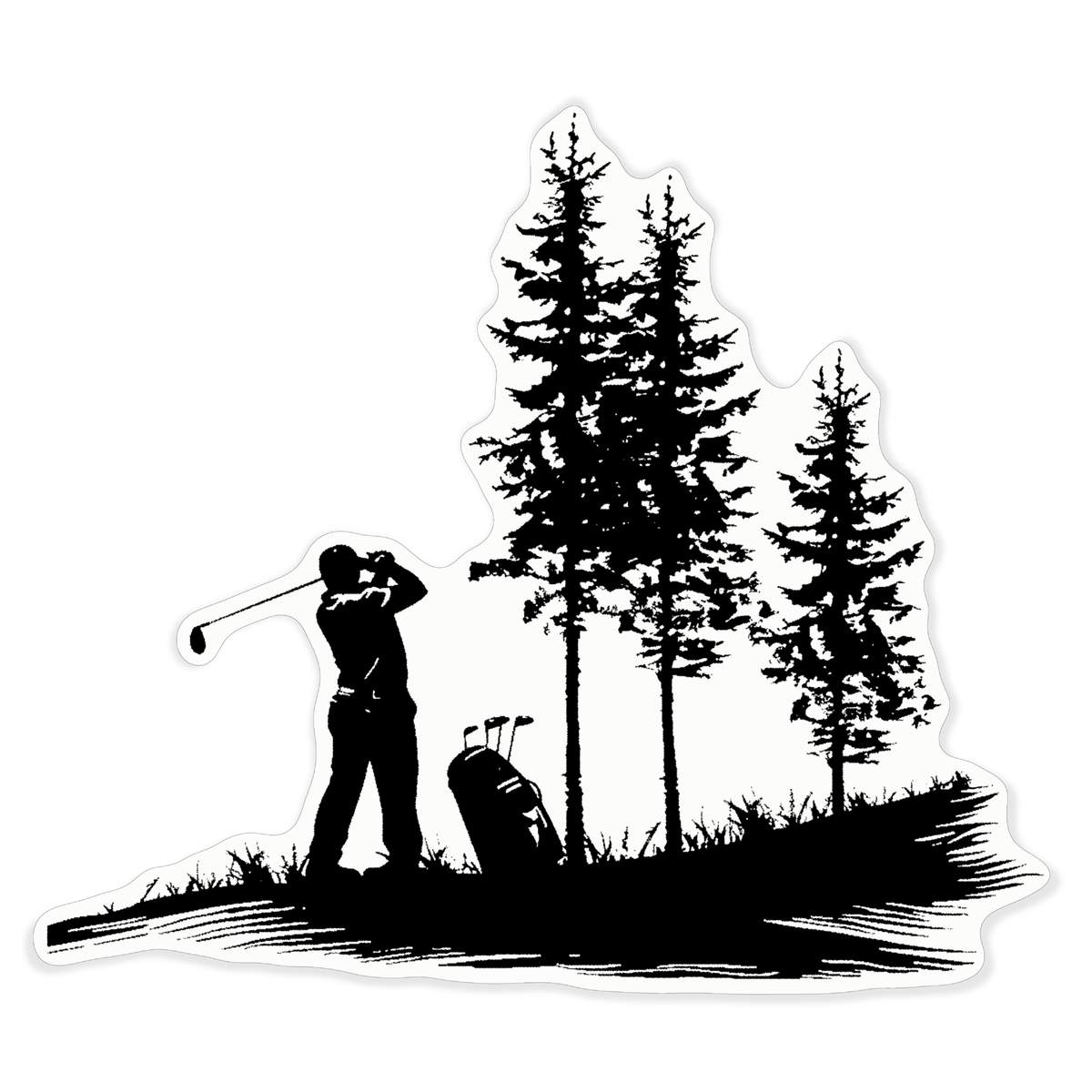 'Golfer Taking a Swing' White Premium Vinyl Decal Sticker – Waterproof, Durable & Easy to Apply - For Car Bumpers, Windows, Bins & More - XL (460mm) (DW00135155)