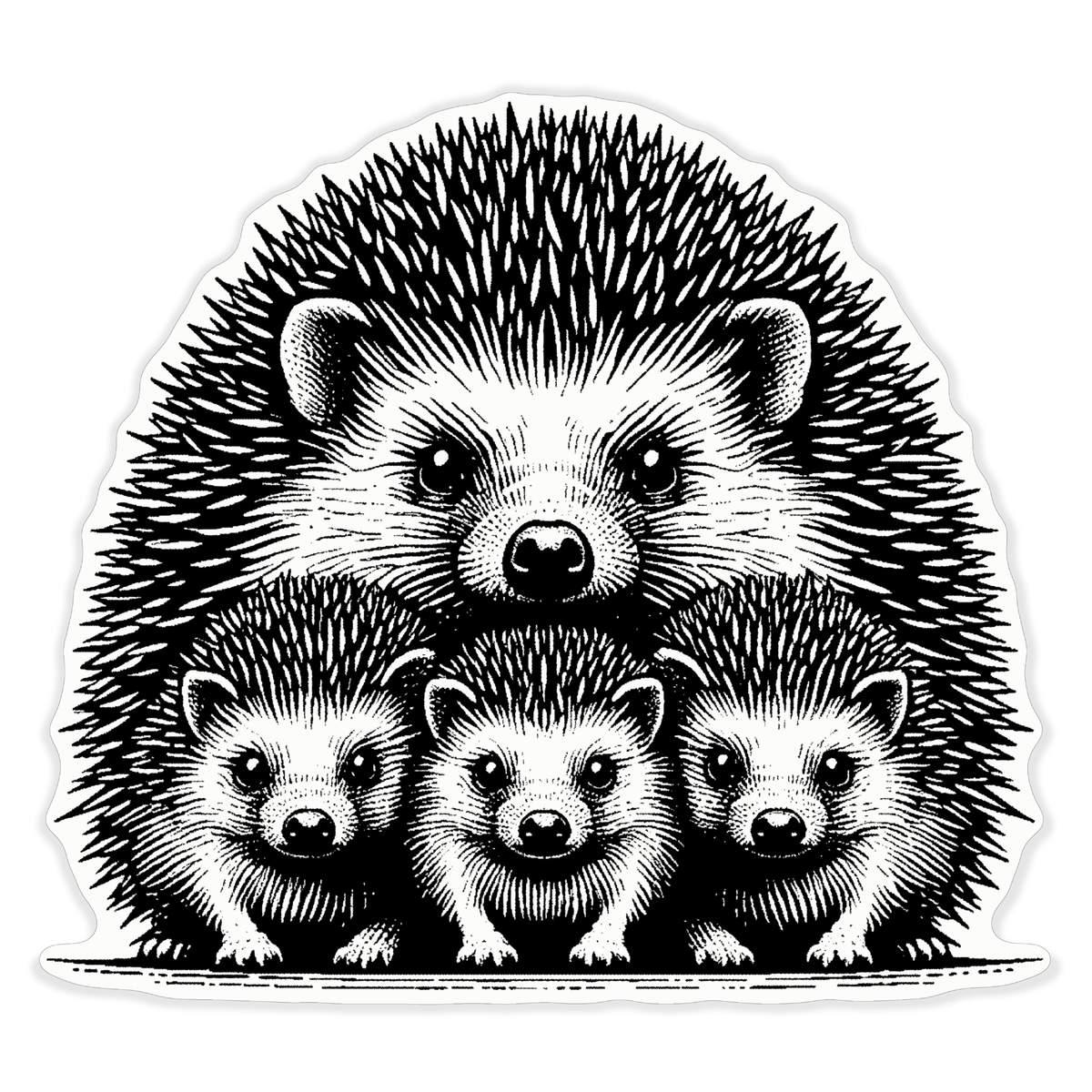 'Hedgehog Family' White Premium Vinyl Decal Sticker – Waterproof, Durable & Easy to Apply - For Car Bumpers, Windows, Bins & More - XL (460mm) (DW00136435)