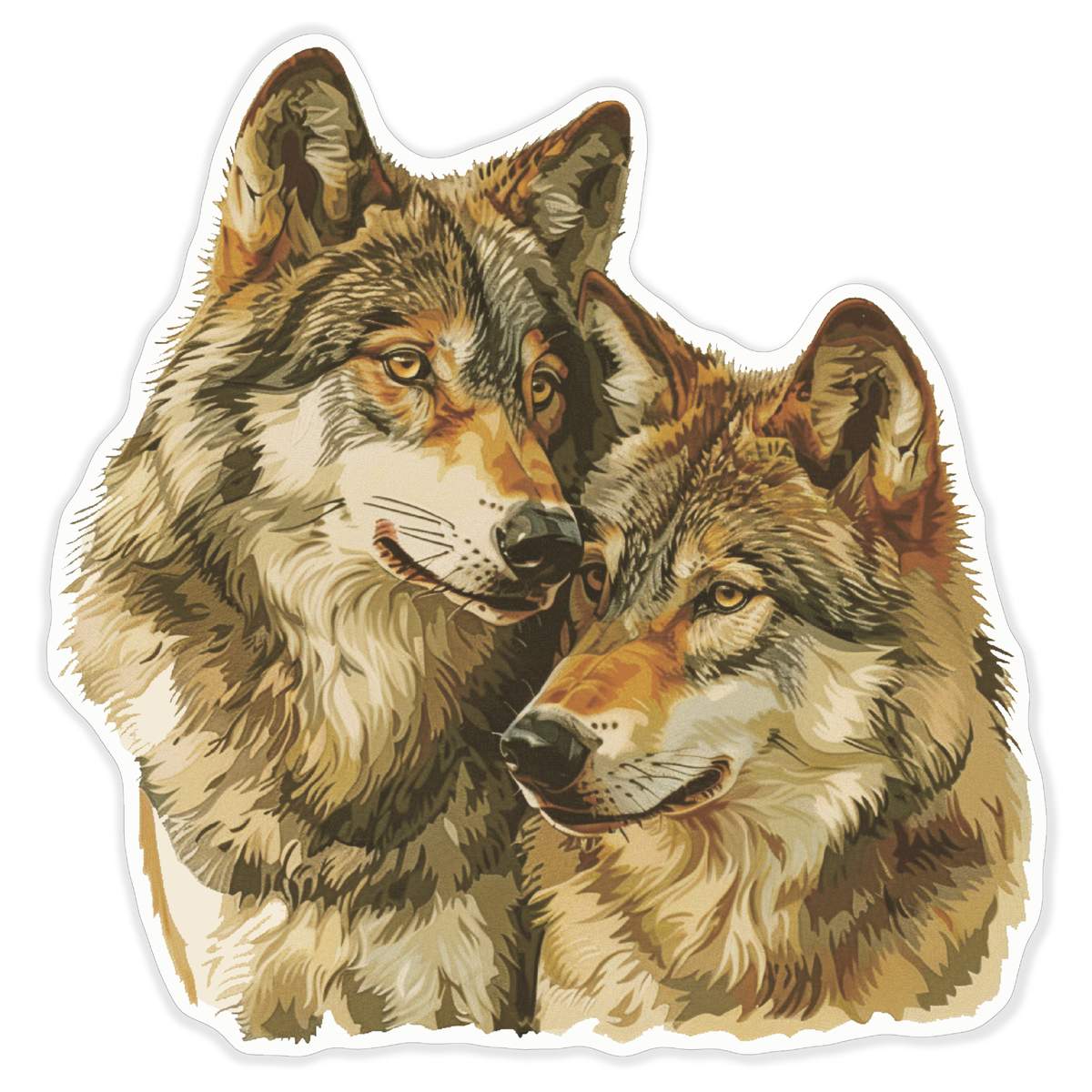 'Wolf Couple' Vinyl Decal Sticker - White, 46cm - Waterproof Permanent Graphic for Cars, Windows, Bins and Smooth Surfaces (DW00138019)