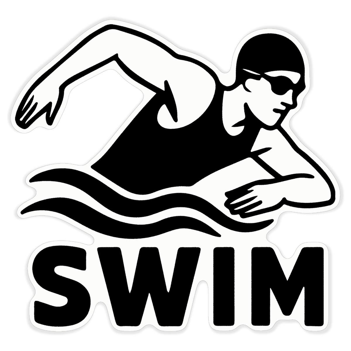 'Swimmer in Water Design' White Premium Vinyl Decal Sticker – Waterproof, Durable & Easy to Apply - For Car Bumpers, Windows, Bins & More - XL (460mm) (DW00145959)