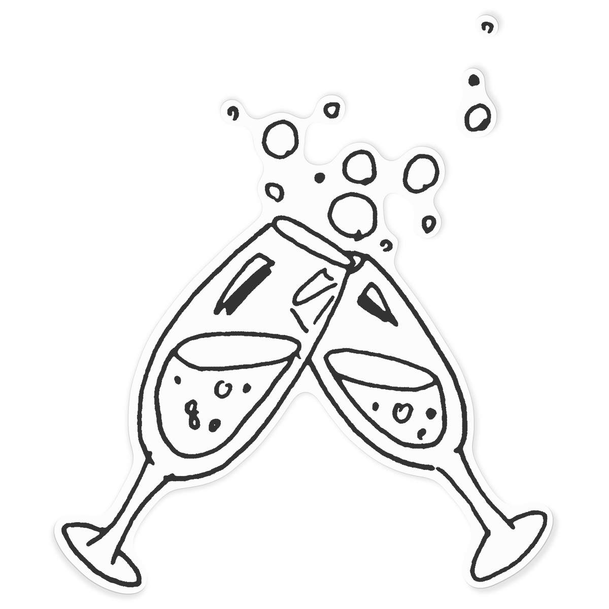 'Champagne Glasses' Vinyl Decal Sticker - White, 72cm - Waterproof Permanent Graphic for Cars, Windows, Bins and Smooth Surfaces (DW00152985)