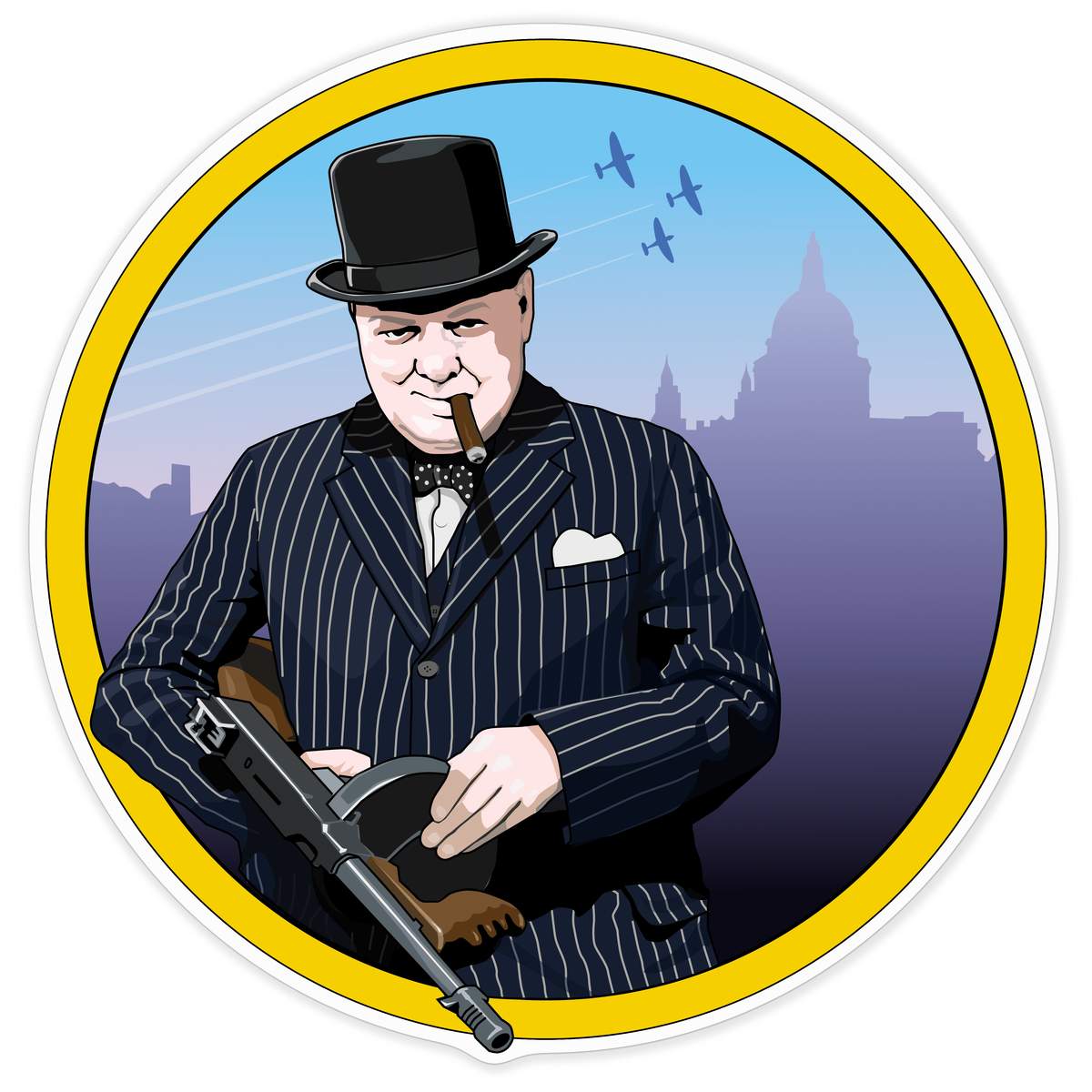 'Winston Churchill' Vinyl Decal Sticker - White, 72cm - Waterproof Permanent Graphic for Cars, Windows, Bins and Smooth Surfaces (DW00155757)