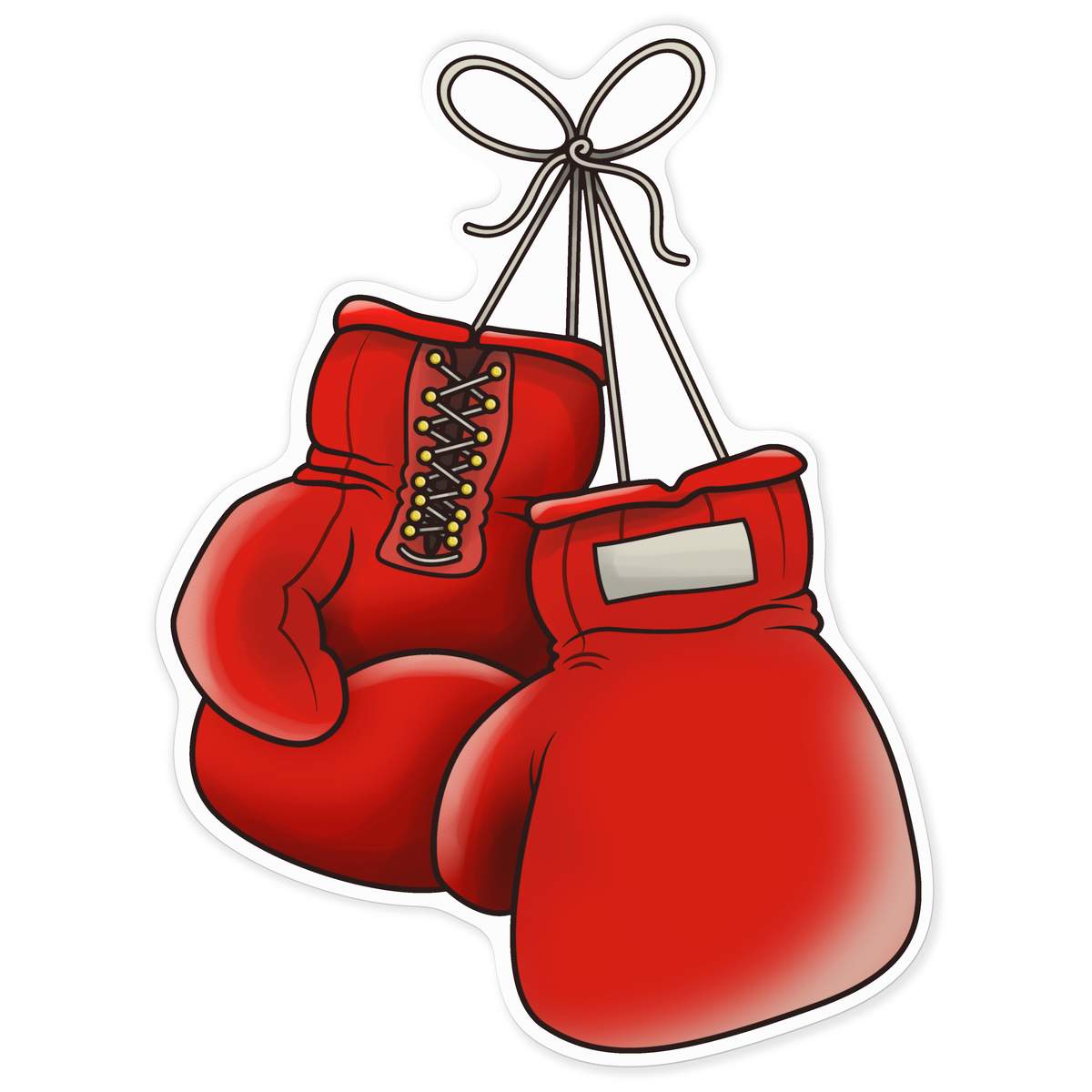 'Boxing Gloves' Vinyl Decal Sticker - White, 72cm - Red Fight Sports Gear Hanging - Waterproof Permanent Graphic for Cars, Windows, Bins and Smooth Surfaces (DW00156804)