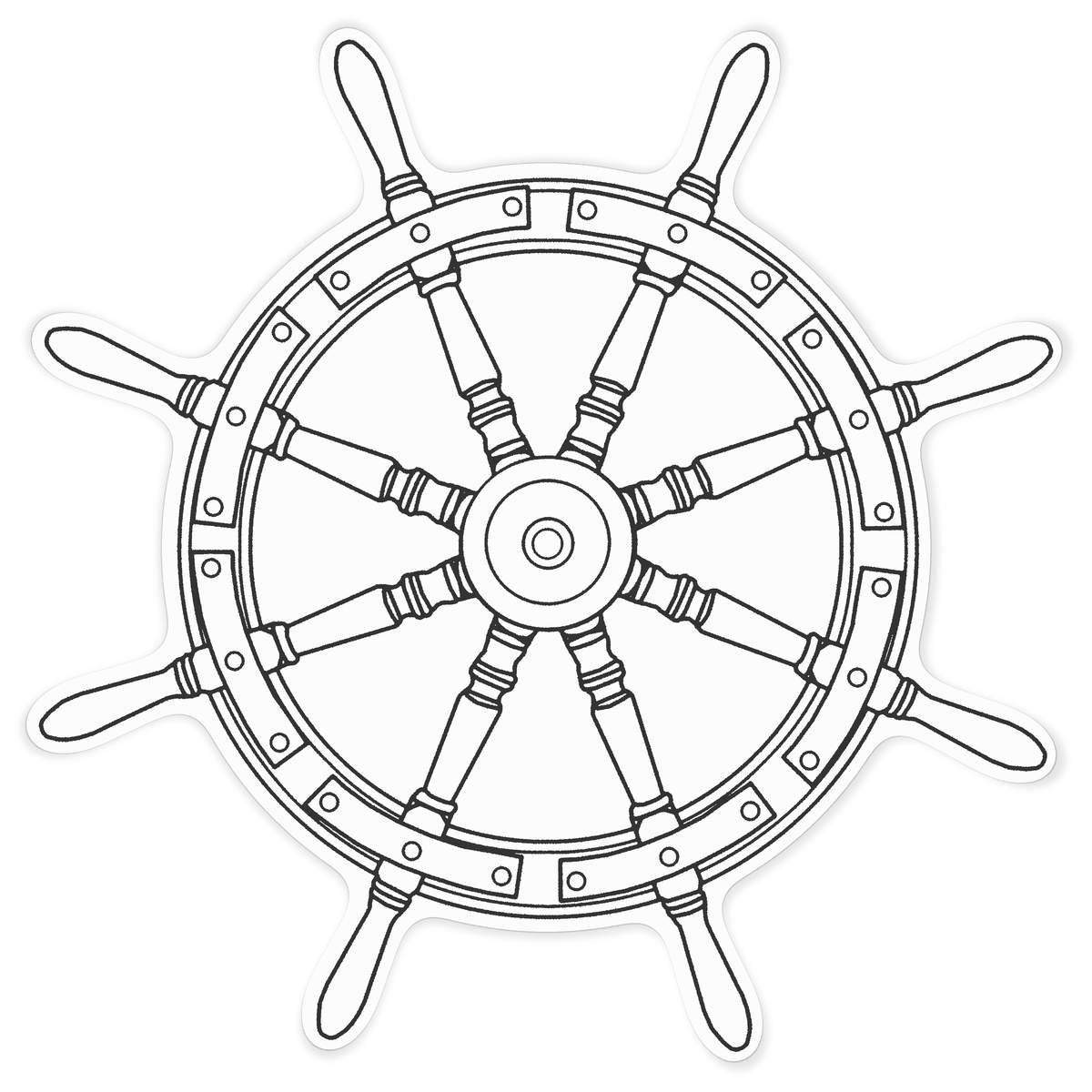 'Sailing Ship Wheel' Vinyl Decal Sticker - White, 72cm - Waterproof Permanent Graphic for Cars, Windows, Bins and Smooth Surfaces (DW00158924)