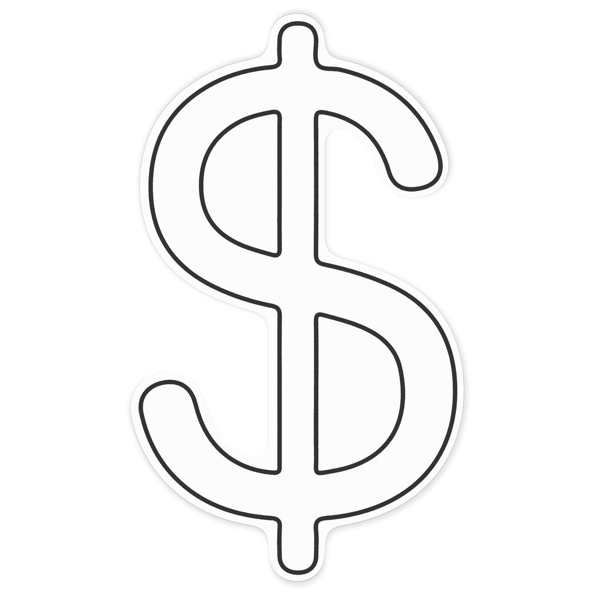 'Dollar Symbol' White Premium Vinyl Decal Sticker – Waterproof, Durable & Easy to Apply - For Car Bumpers, Windows, Bins & More - XXL (720mm) (DW00159248)