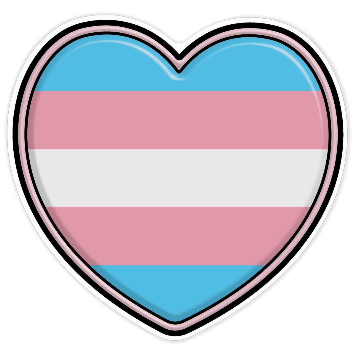 'Transgender Pride Heart' Vinyl Decal Sticker - White, 72cm - Waterproof Permanent Graphic for Cars, Windows, Bins and Smooth Surfaces (DW00159403)