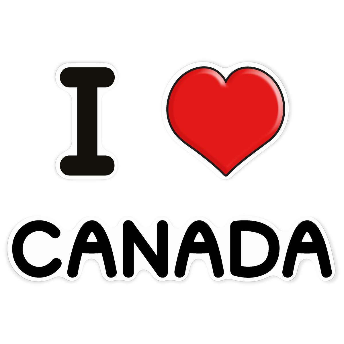 'I Love Canada' White Premium Vinyl Decal Sticker – Waterproof, Durable & Easy to Apply - For Car Bumpers, Windows, Bins & More - XXL (720mm) (DW00160006)