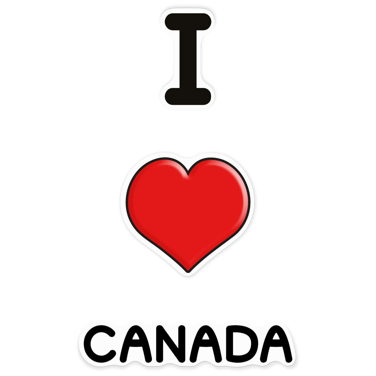 'I Love Canada' White Premium Vinyl Decal Sticker – Waterproof, Durable & Easy to Apply - For Car Bumpers, Windows, Bins & More - XXL (720mm) (DW00160014)