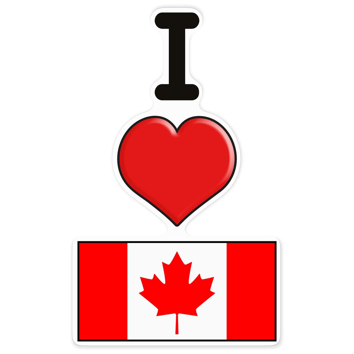 'I Love Canada' White Premium Vinyl Decal Sticker – Waterproof, Durable & Easy to Apply - For Car Bumpers, Windows, Bins & More - XXL (720mm) (DW00160016)