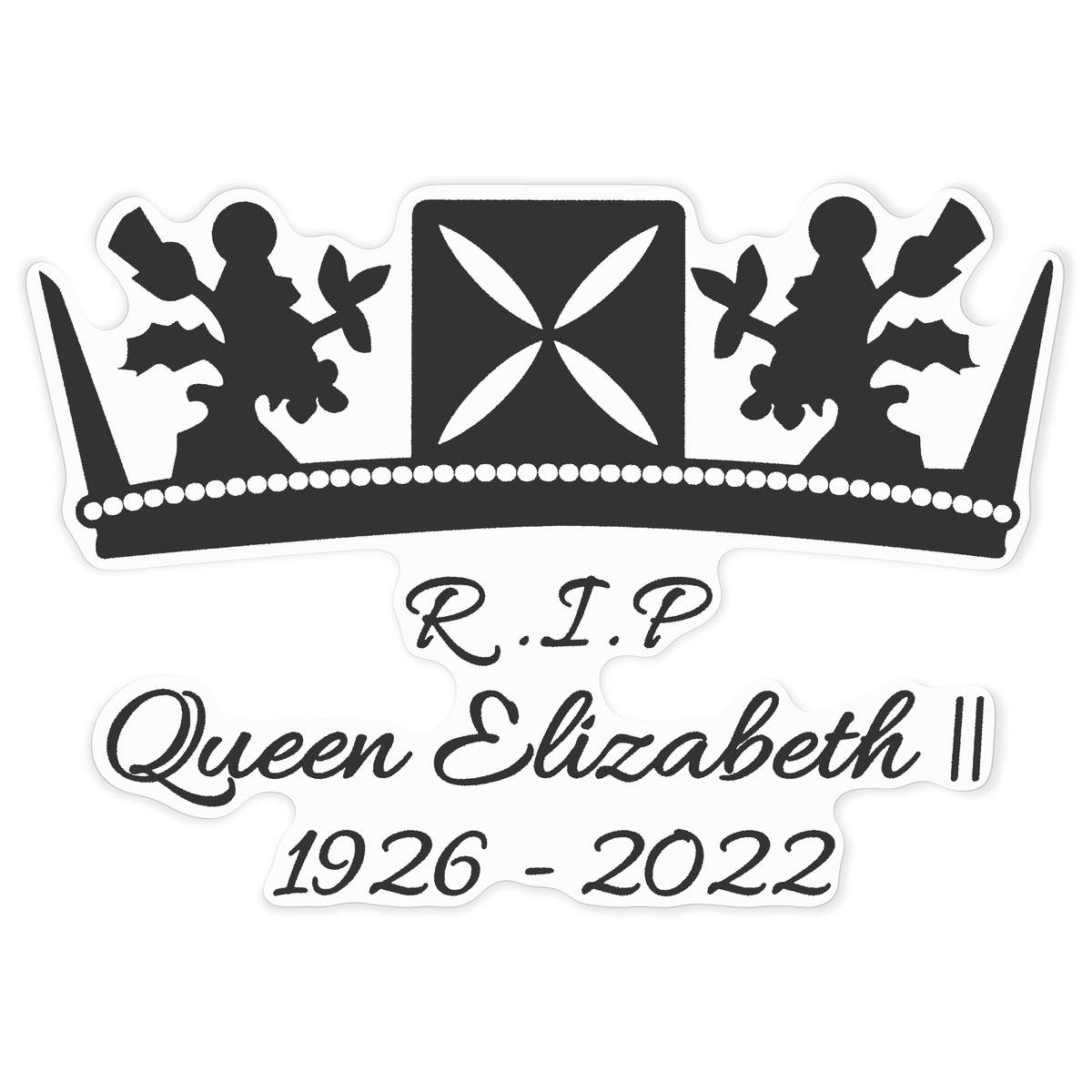 'RIP Queen Elizabeth' Vinyl Decal Sticker - White, 72cm - Waterproof Permanent Graphic for Cars, Windows, Bins and Smooth Surfaces (DW00161325)