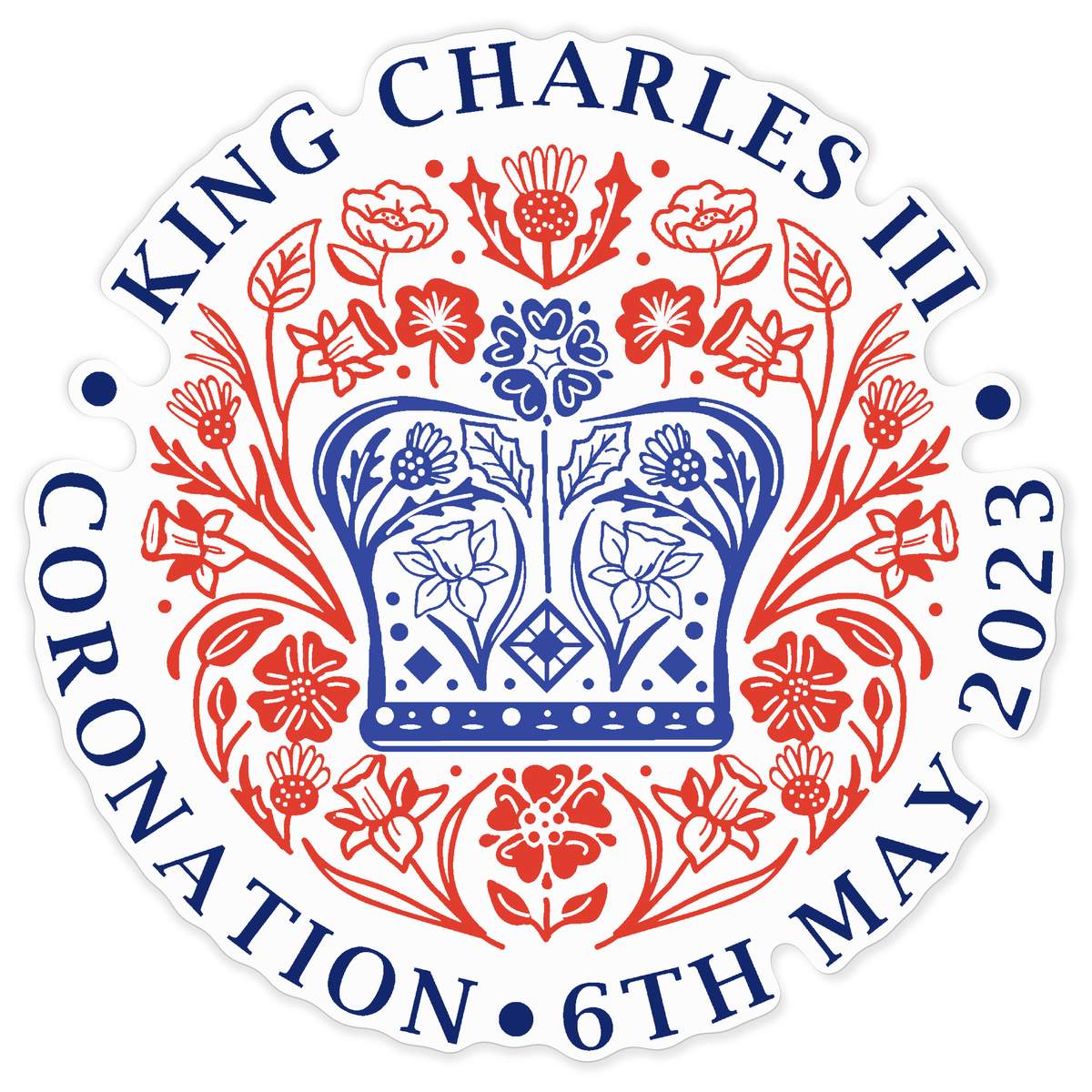 'King Charles Coronation' Vinyl Decal Sticker - White, 72cm - King Charles May 2023 Emblem - Waterproof Permanent Graphic for Cars, Windows, Bins and Smooth Surfaces (DW00162333)