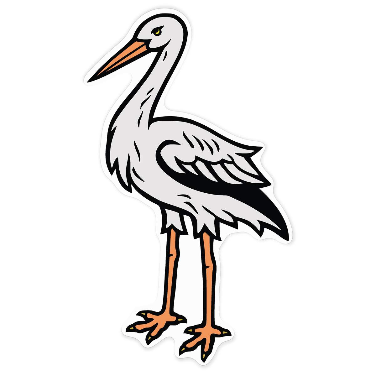 'Bird Stork ' Vinyl Decal Sticker - White, 72cm - Waterproof Permanent Graphic for Cars, Windows, Bins and Smooth Surfaces (DW00166086)