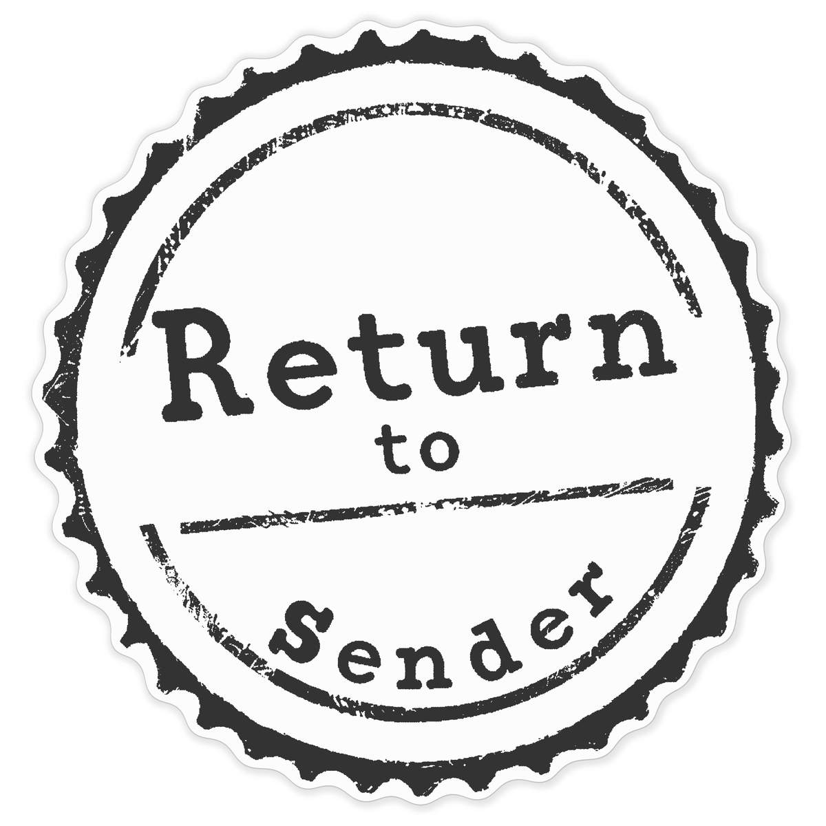 'Return to Sender' Vinyl Decal Sticker - White, 72cm - Waterproof Permanent Graphic for Cars, Windows, Bins and Smooth Surfaces (DW00166458)
