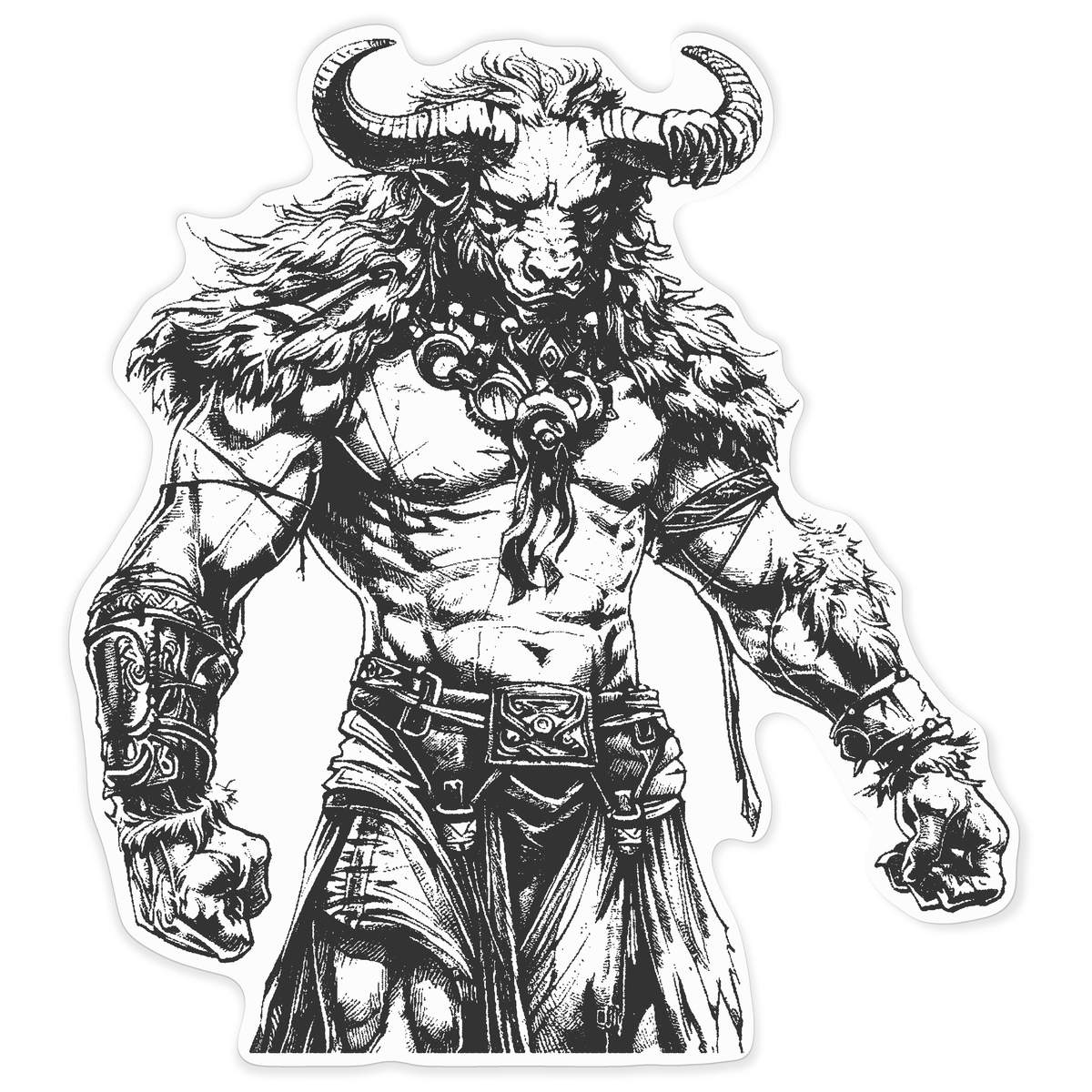 'Minotaur Standing' White Premium Vinyl Decal Sticker – Waterproof, Durable & Easy to Apply - For Car Bumpers, Windows, Bins & More - XXL (720mm) (DW00166464)