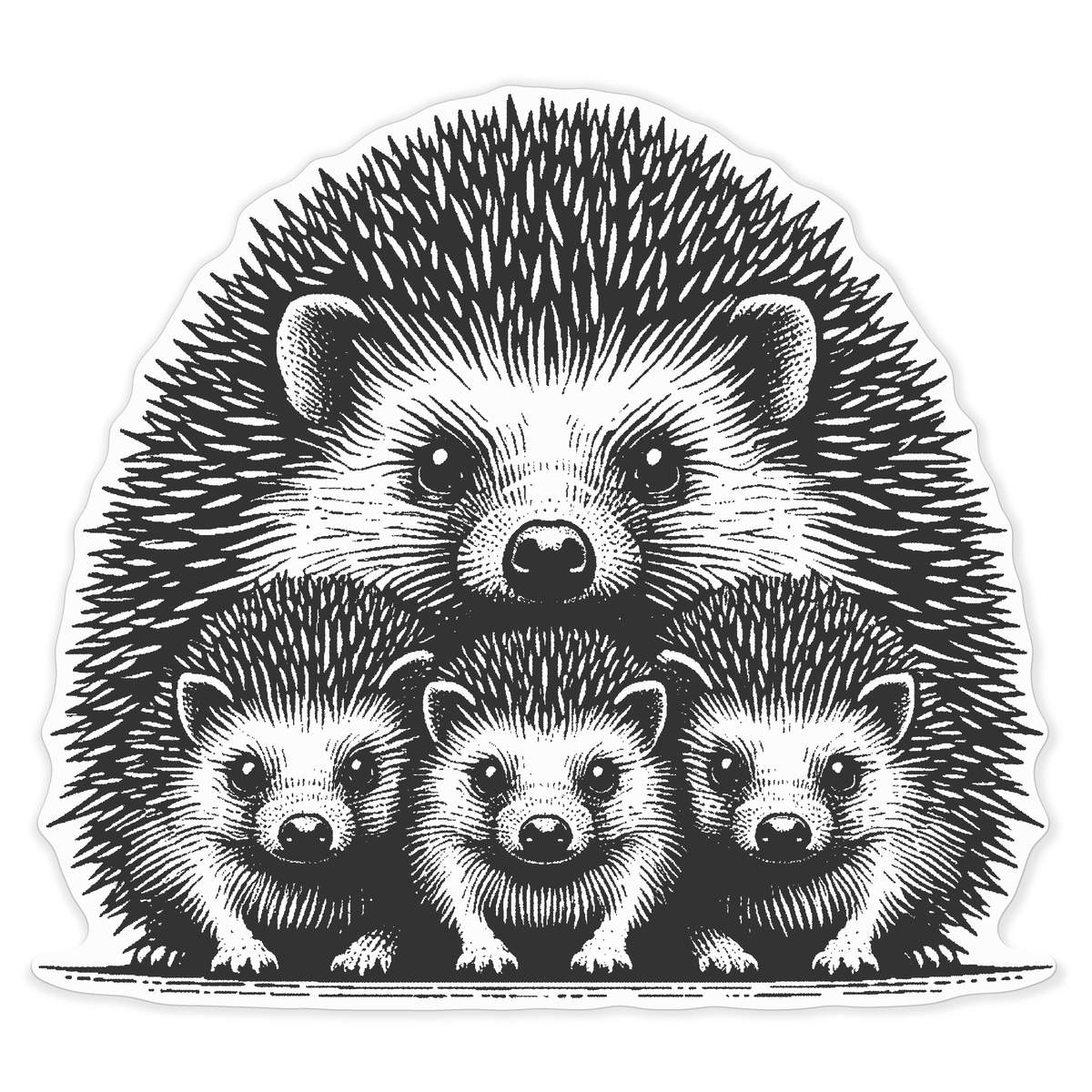 'Hedgehog Family' Vinyl Decal Sticker - White, 72cm - Waterproof Permanent Graphic for Cars, Windows, Bins and Smooth Surfaces (DW00170471)