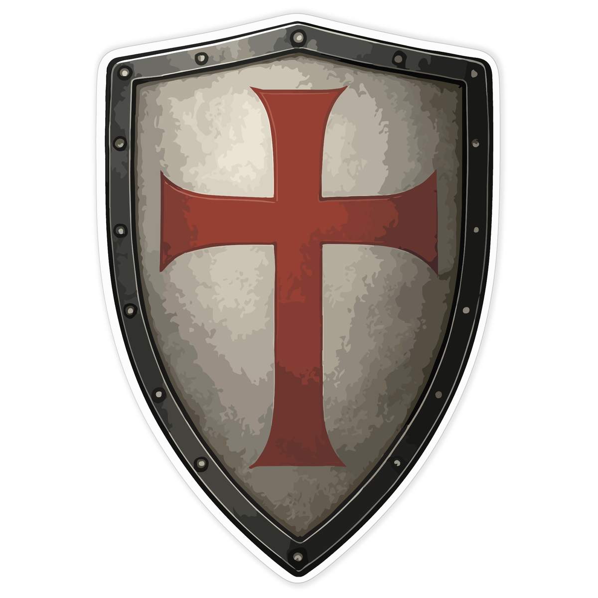 'Medieval Knight's Shield' Vinyl Decal Sticker - White, 72cm - Waterproof Permanent Graphic for Cars, Windows, Bins and Smooth Surfaces (DW00173699)