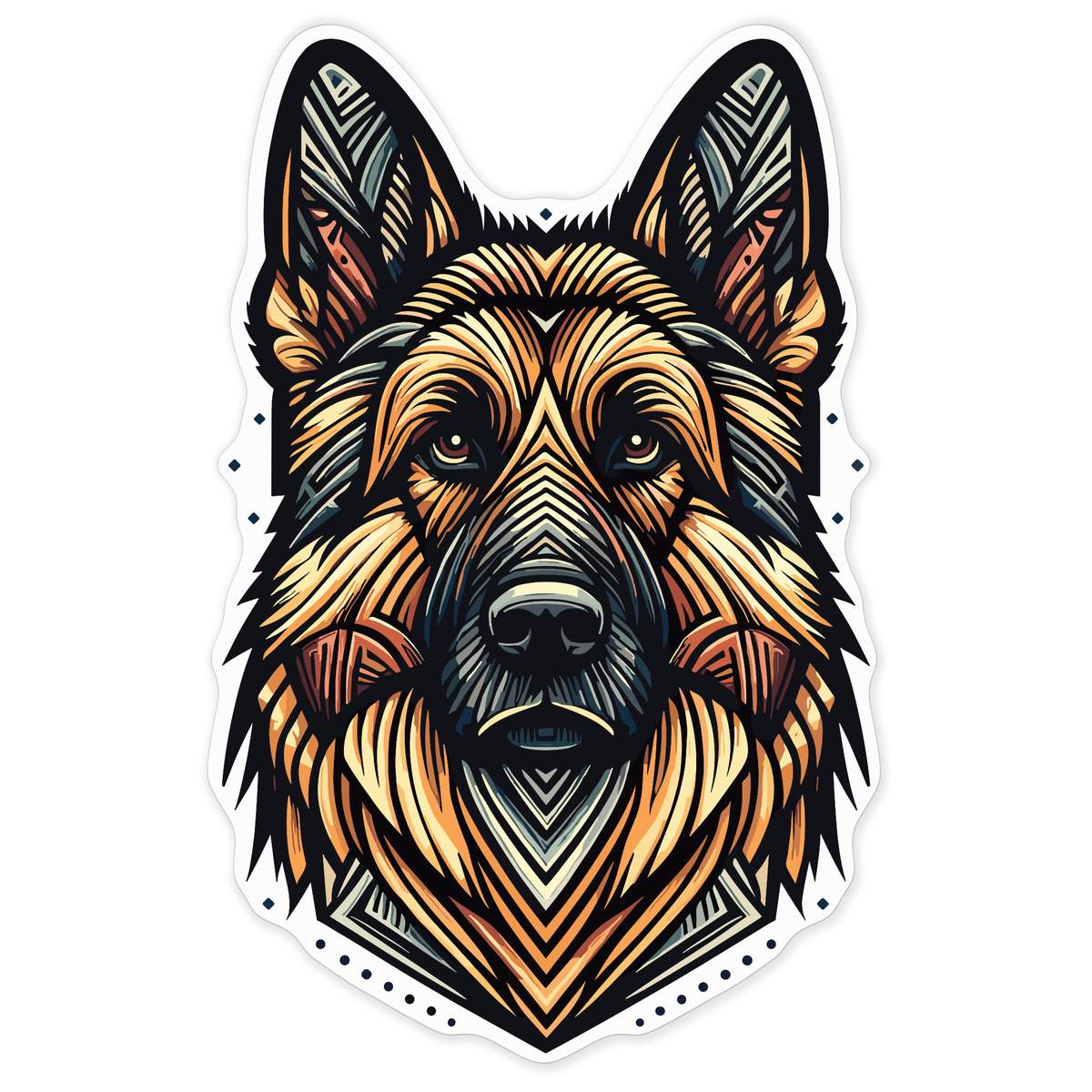 'Art Deco German Shepherd' Vinyl Decal Sticker - White, 72cm - Waterproof Permanent Graphic for Cars, Windows, Bins and Smooth Surfaces (DW00183862)