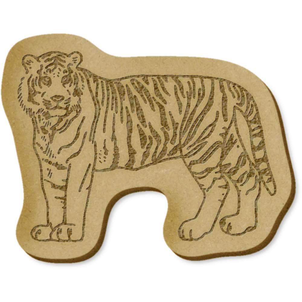 6 x 'Standing Tiger' MDF Craft Embellishments (EB00014403)