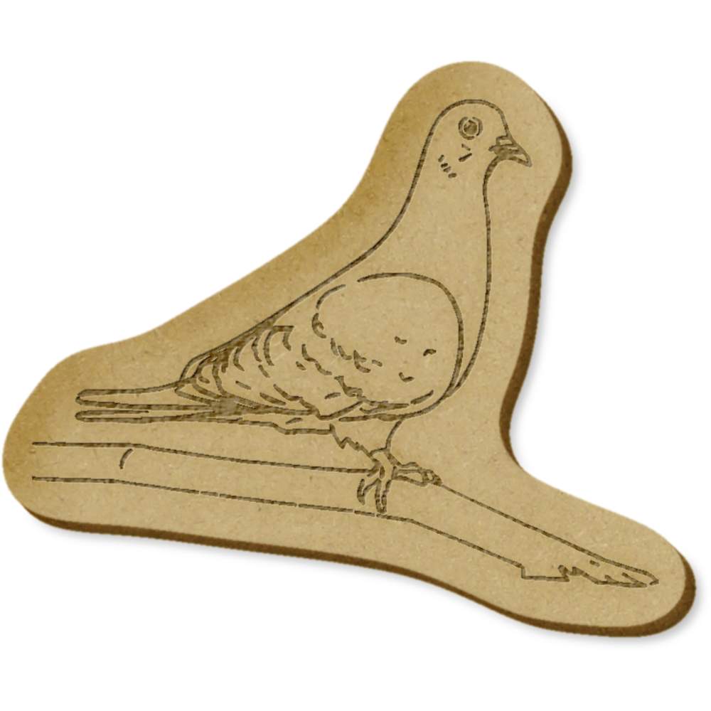 6 x 'Pigeon on a Branch' MDF Craft Embellishments (EB00031850)