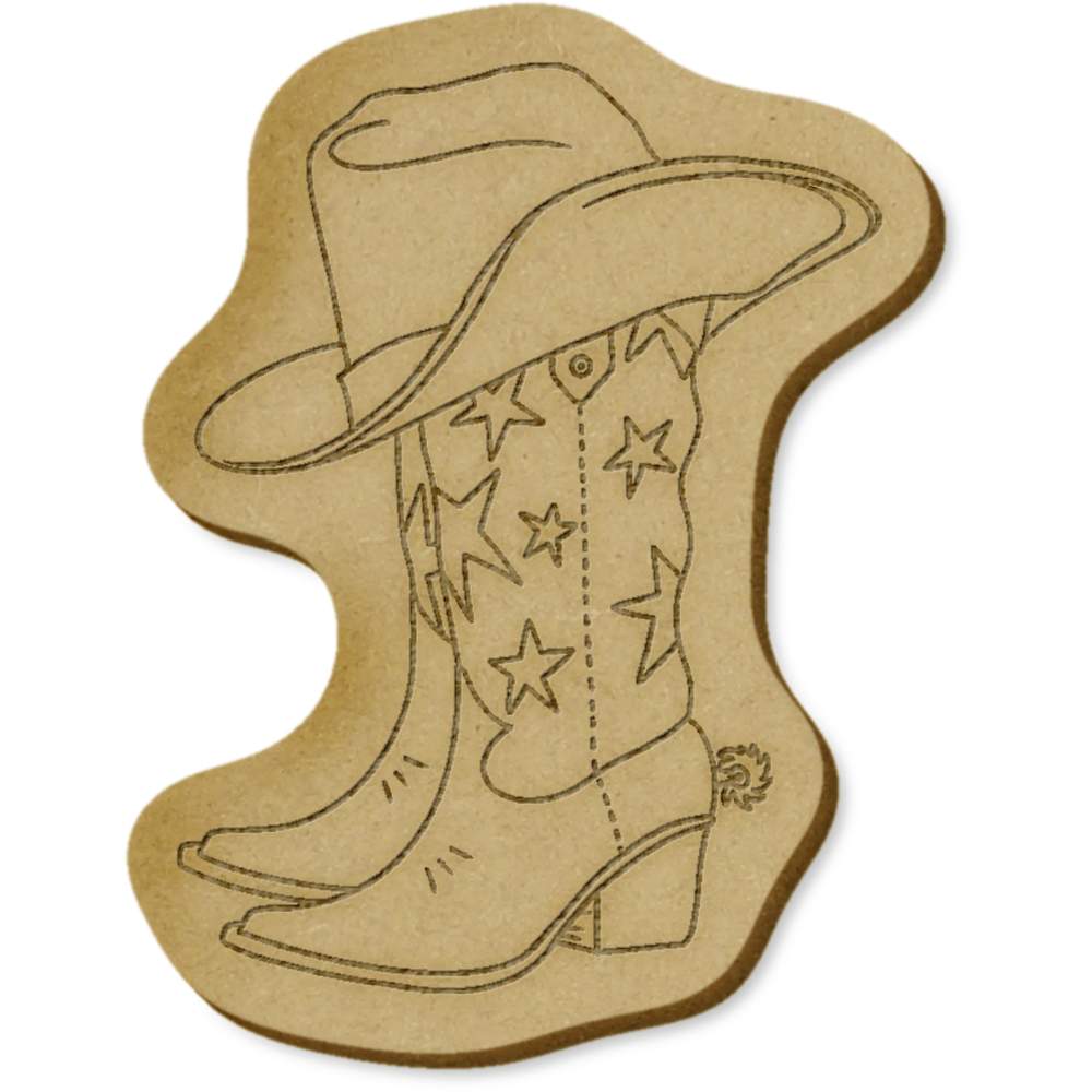 6 x 'Star Cowboy Boots & Hat' MDF Craft Embellishments (EB00034027)
