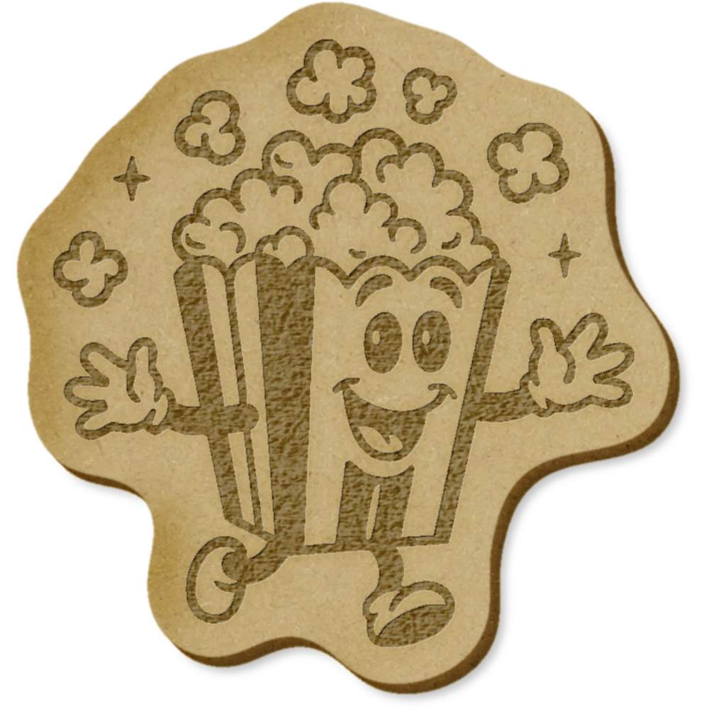 6 x 'Happy Popcorn' MDF Craft Embellishments (EB00034810)