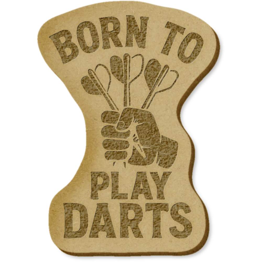 6 x 'Born To Play Darts' MDF Craft Embellishments (EB00035019)