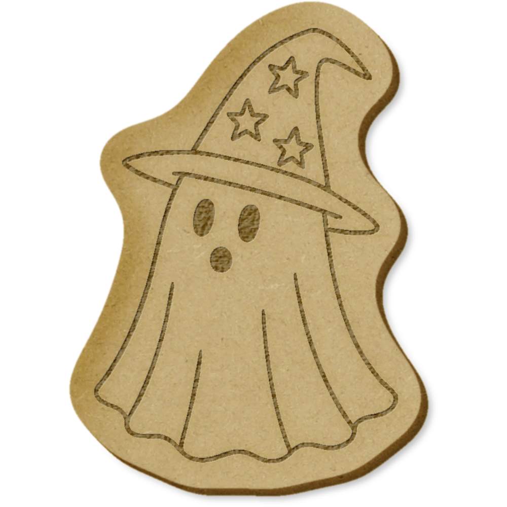 6 x 'Ghost With star hat ' MDF Craft Embellishments (EB00035313)