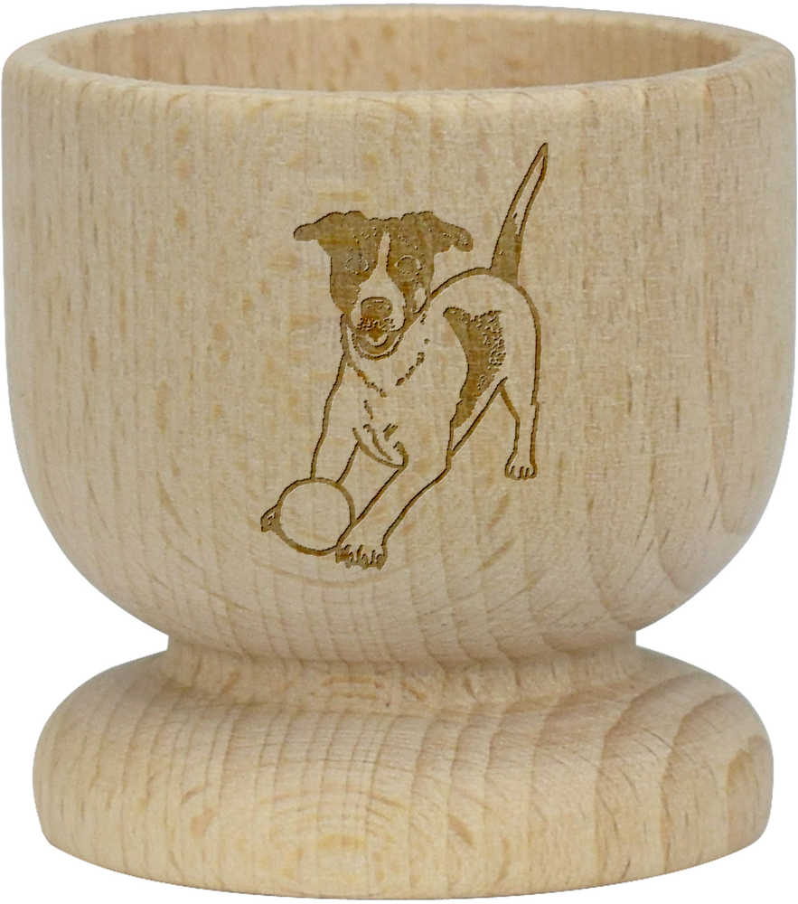 'Playing Jack Russell' Wooden Egg Cup (EC00010171)
