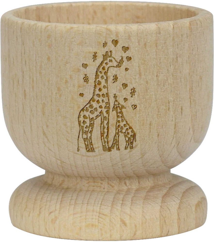 'Giraffe Mother & Calf' Wooden Egg Cup - Boiled Egg Holder / Breakfast Tableware for Home and Cafes (EC00023347)