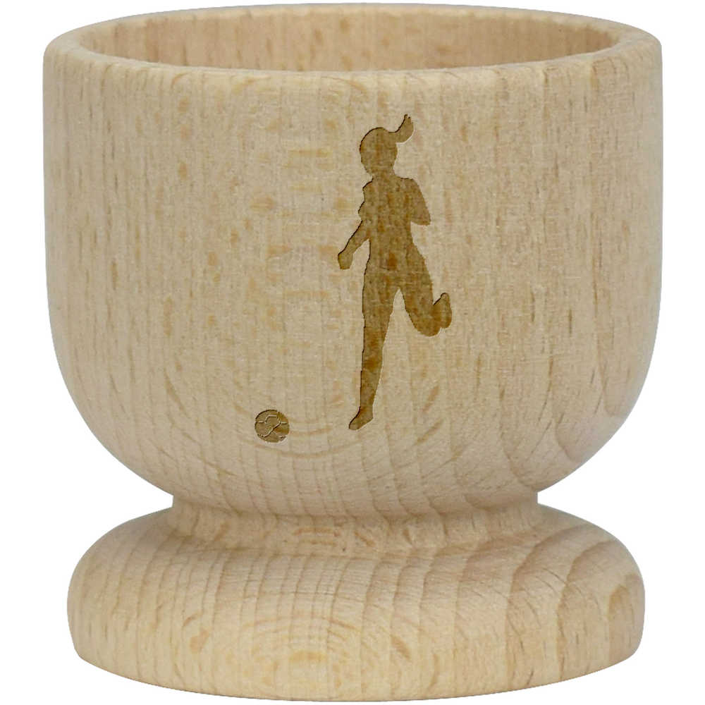 'Female Football Player' Wooden Egg Cup (EC00024464)