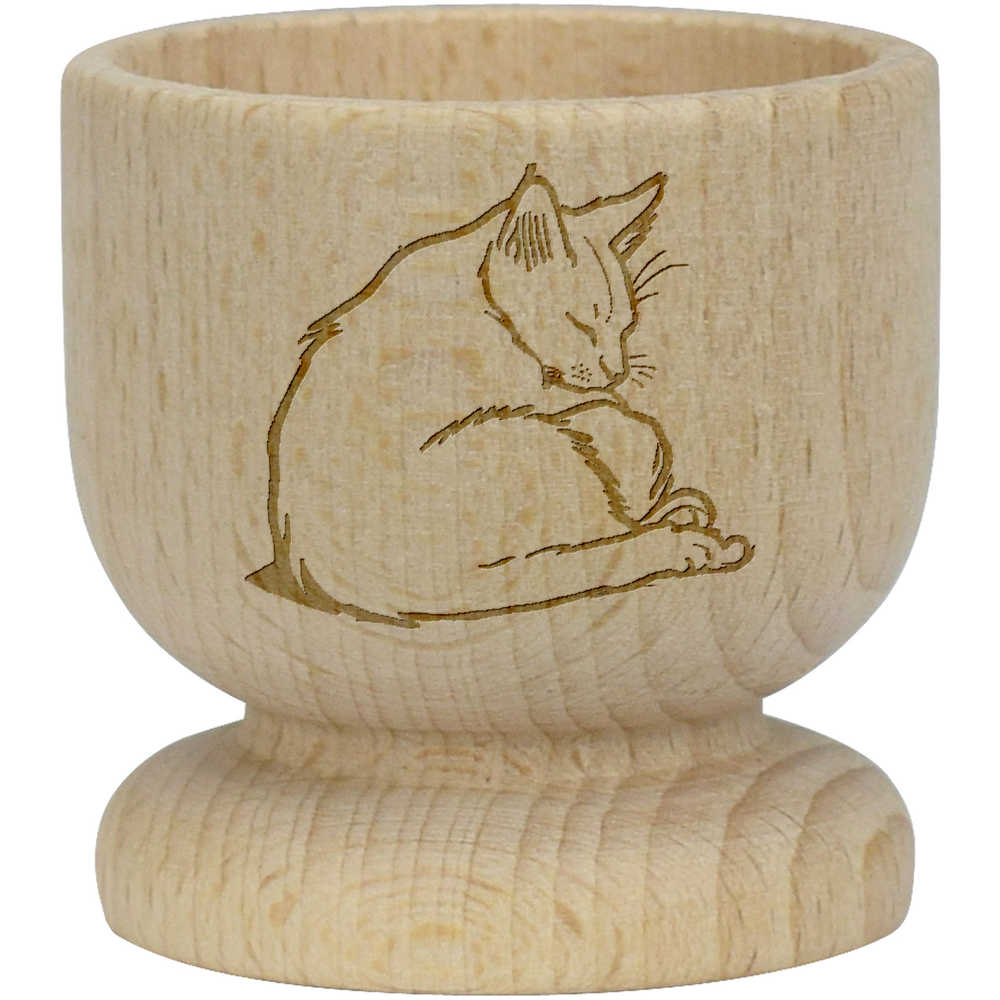 'Singapura Cat Napping' Wooden Egg Cup (EC00026570)