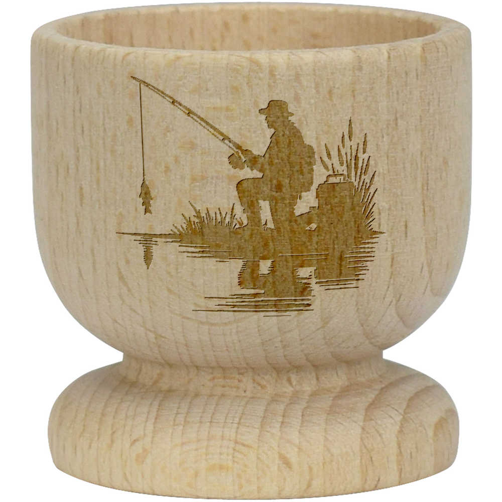 'Angler With Fish' Wooden Egg Cup (EC00029674)