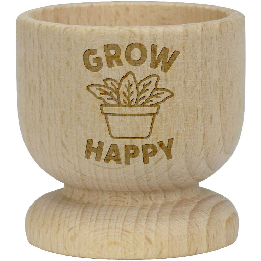 'Gardening Grow Happy' Wooden Egg Cup (EC00031042)