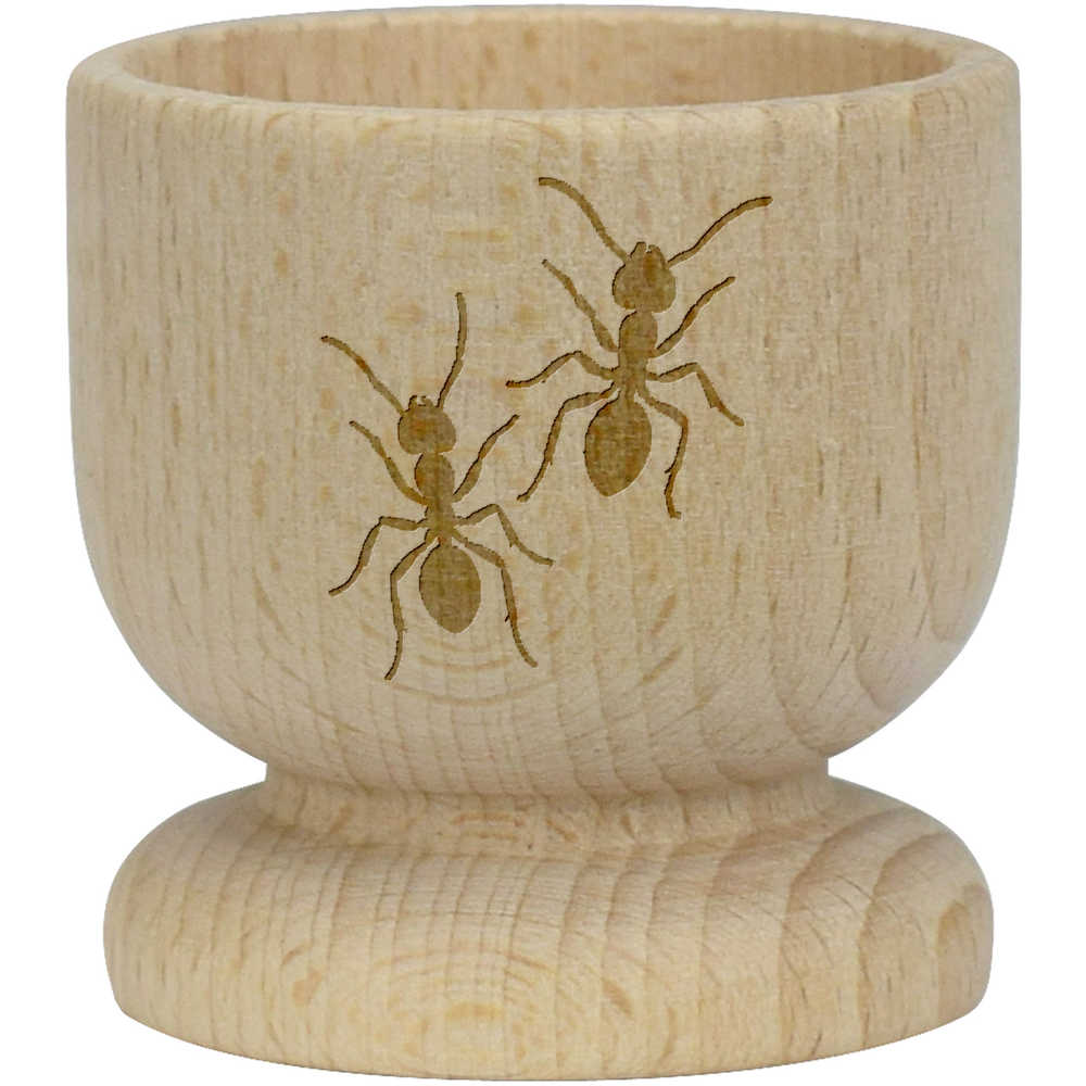 'Two Ants Silhouette' Wooden Egg Cup (EC00031934)