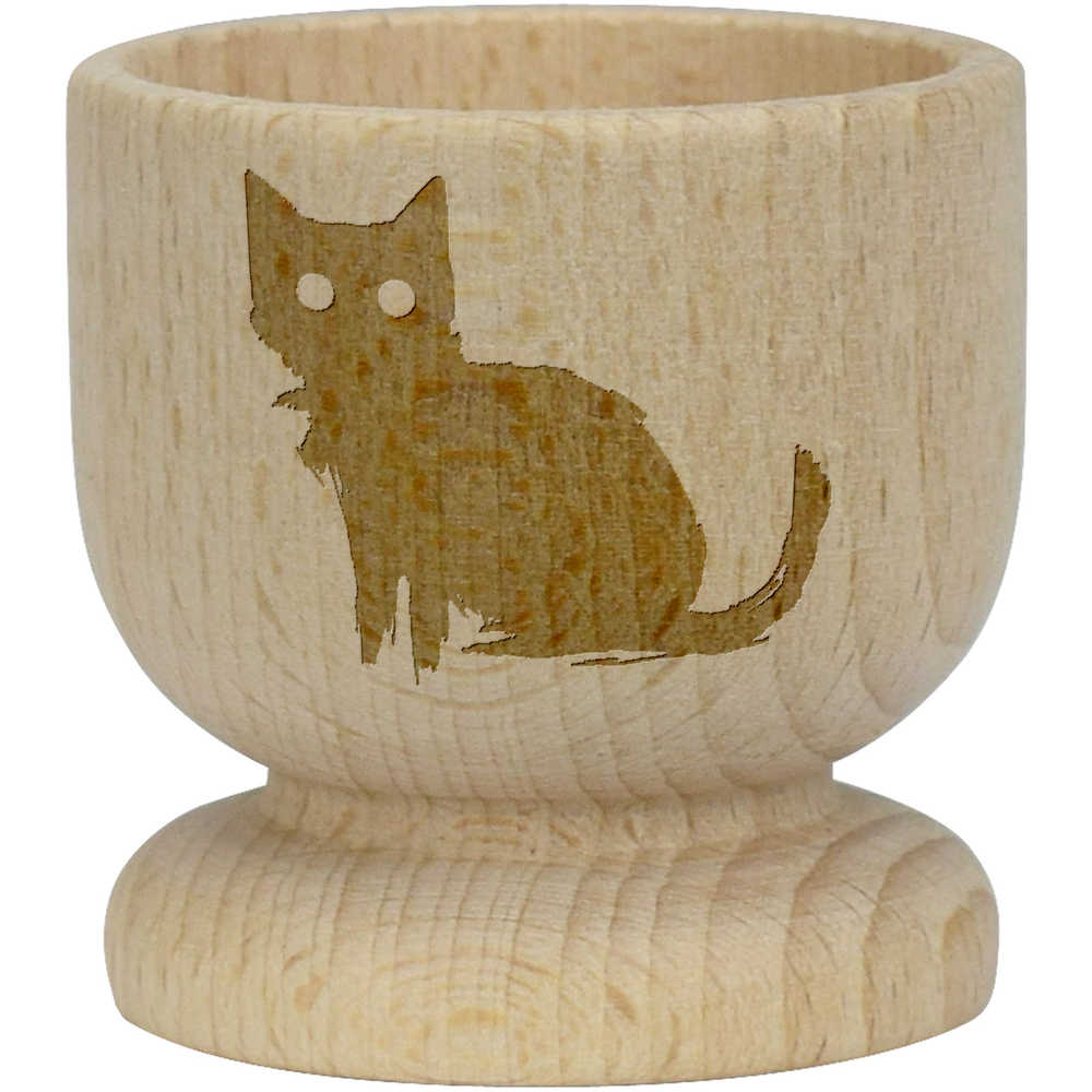 'Simple Cat Motif' Wooden Egg Cup (EC00032323)