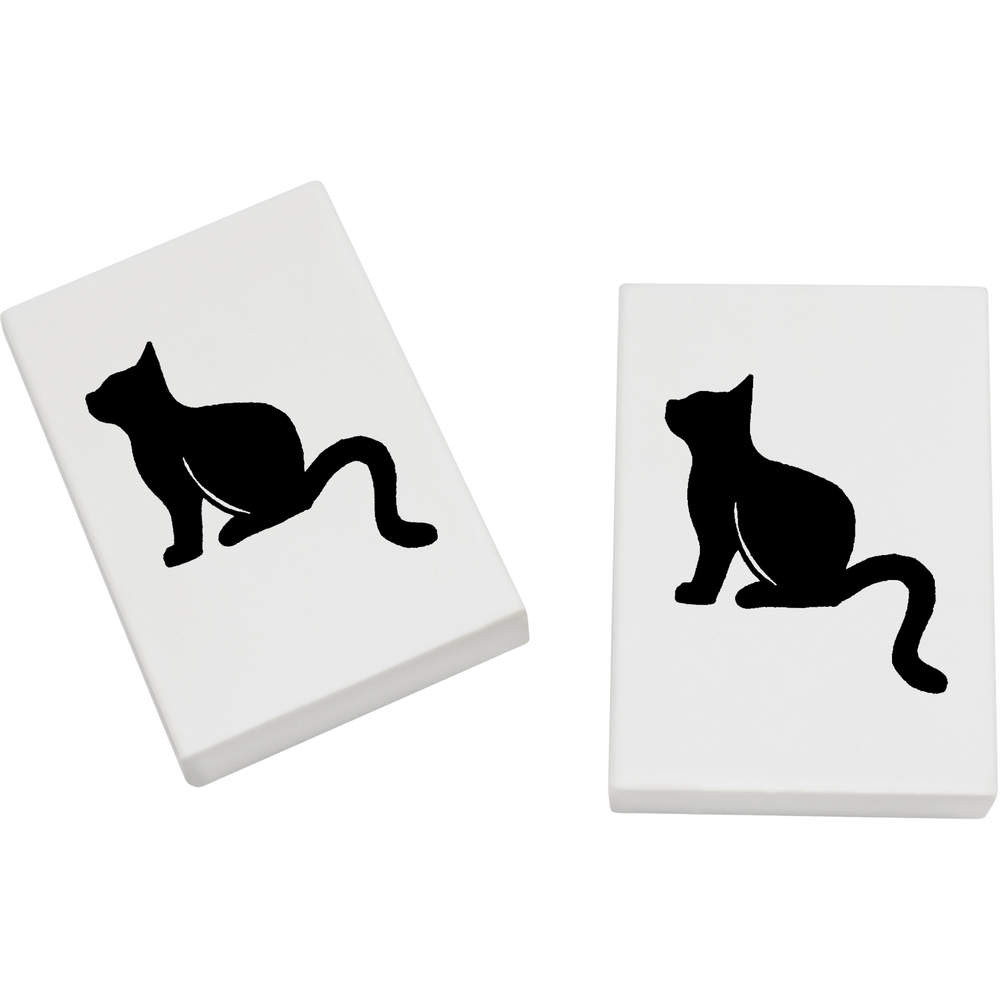 2 x 45mm 'Cat Silhouette' Erasers / Rubbers (ER00003705)