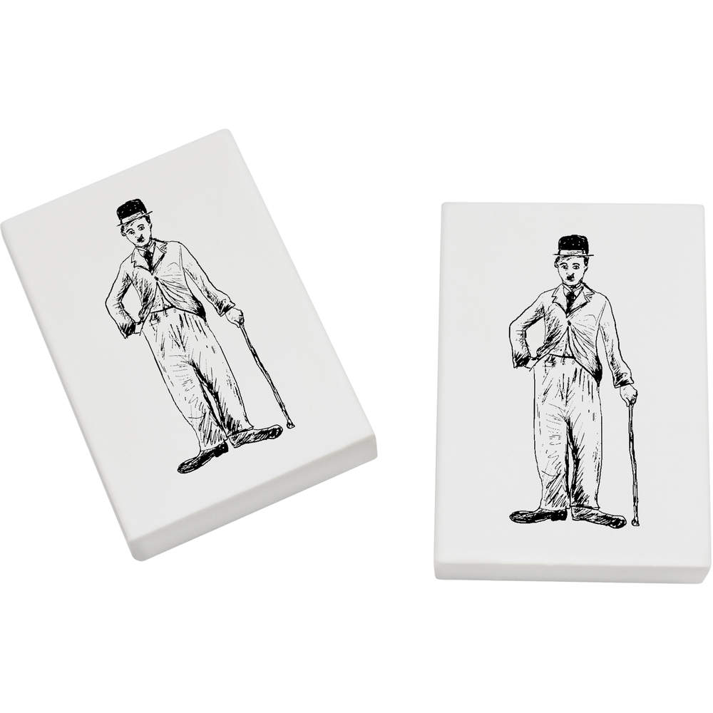 2 x 45mm 'Charlie Chaplin' Erasers / Rubbers (ER00007607)