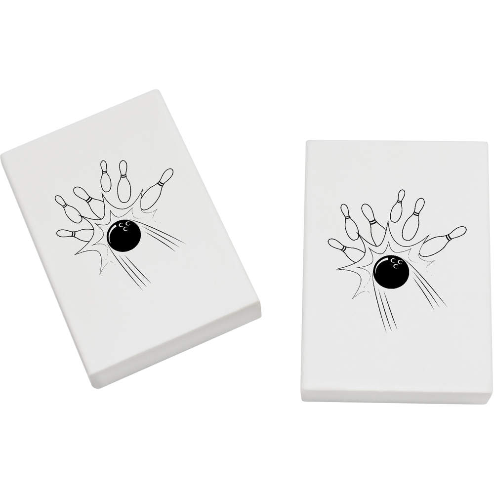 2 x 45mm 'Bowling Strike' Erasers / Rubbers (ER00009301)