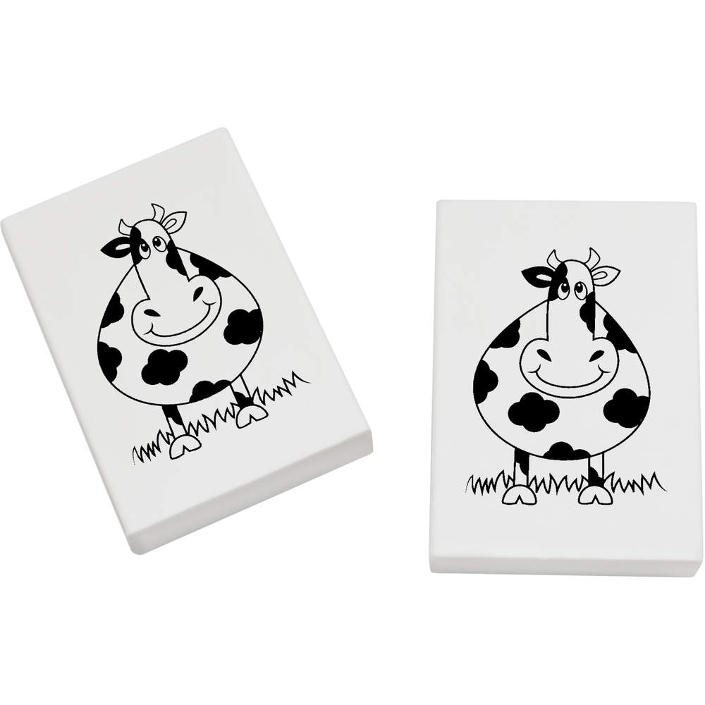 2 x 45mm 'Happy Cow' Erasers / Rubbers (ER00019196)