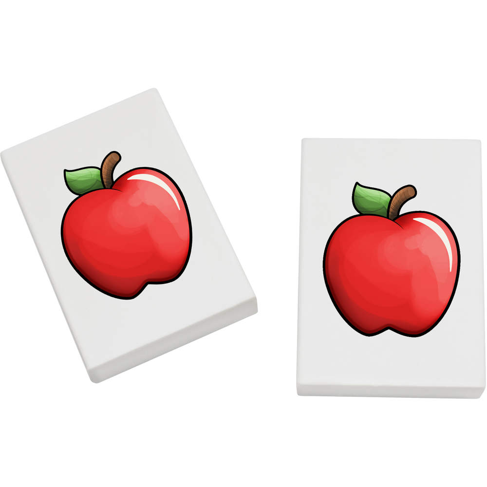2 x 45mm 'Red Apple' Erasers / Rubbers (ER00022139)